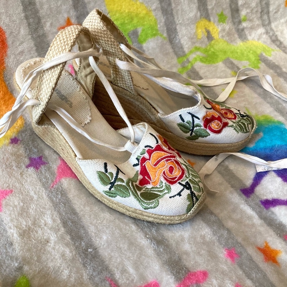 🌺Y2K Vintage Bongo Espadrille Lace Up Wedges, size 7 - Picture 7 of 7